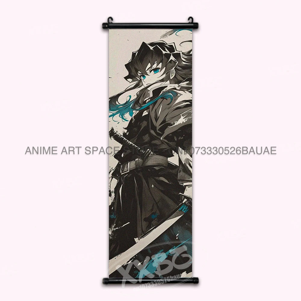 Demon Slayer Hanging Painting Kamado Tanjirou Home Decor Agatsuma Zenitsu Scroll Picture Hashibira Inosuke Anime Poster Wall Art
