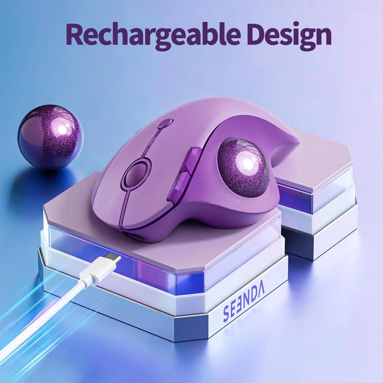Seenda Bluetooth Wireless Trackball Mouse Ergonomic Rollerball Mice Rechargeable Multi Devices Mouse for Mac Android Windows