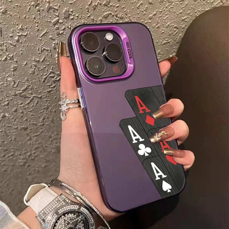 Poker for Iphone 16 7 8 Plus X XR XS MAX 11 12 13 Pro 14 15 16 17 Pro Max Shockproof Ultra-Thin Hard Cover Protective Phone Case