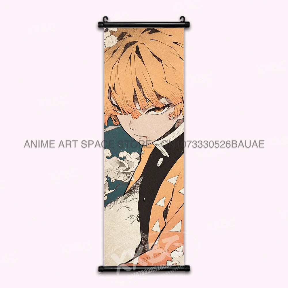 Demon Slayer Hanging Painting Kamado Tanjirou Home Decor Agatsuma Zenitsu Scroll Picture Hashibira Inosuke Anime Poster Wall Art