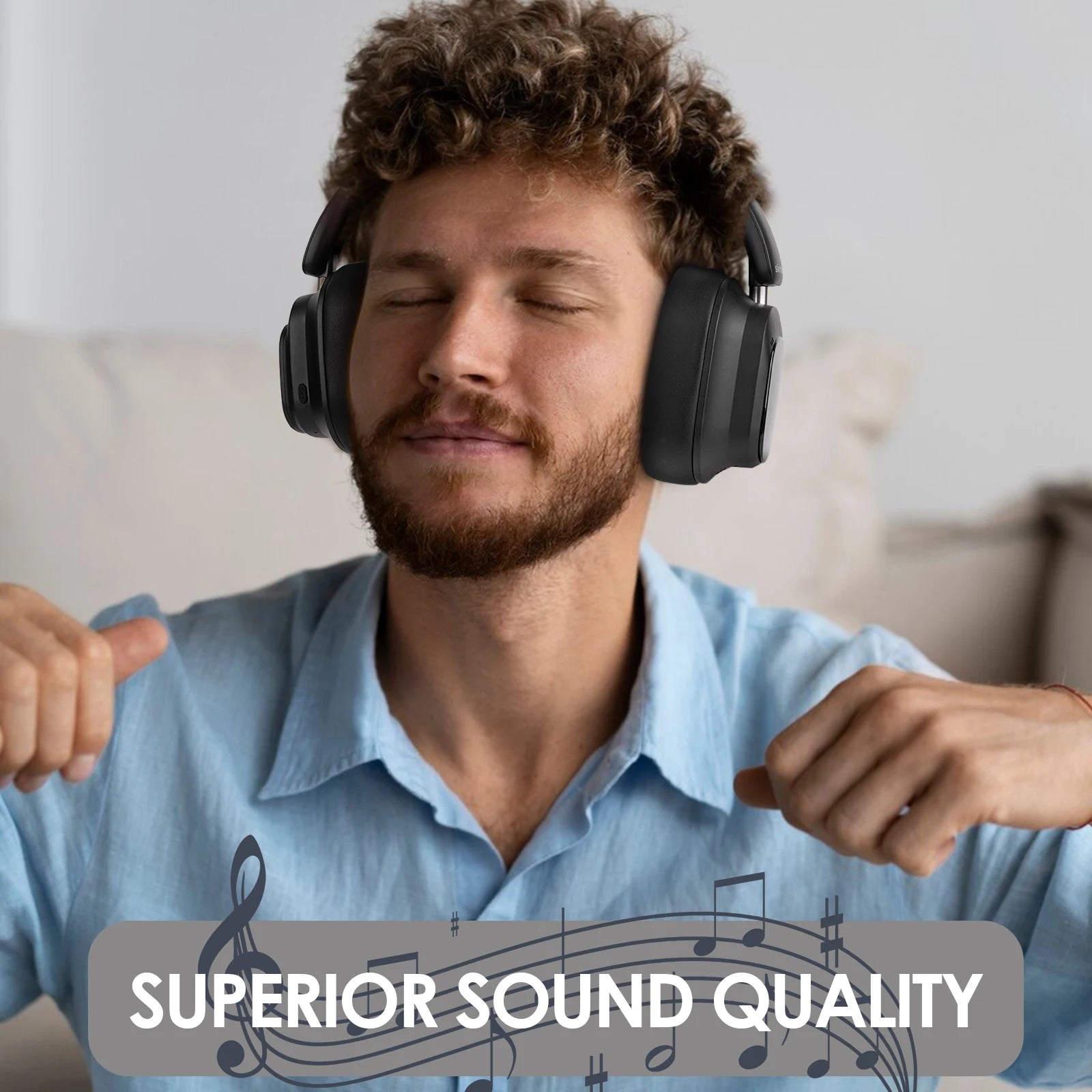 Active Noise Cancelling Headphones, Hybrid Wireless Headphone With Multi Magnetic Touch Control LED Screen