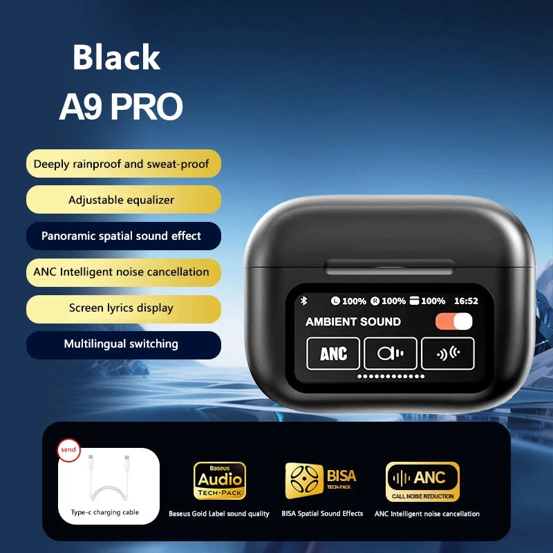 VIVO AI Wireless Bluetooth Earphones with Touch Screen 147 Language AI Translator 8 Hours Battery In-Ear Headphones with Mic