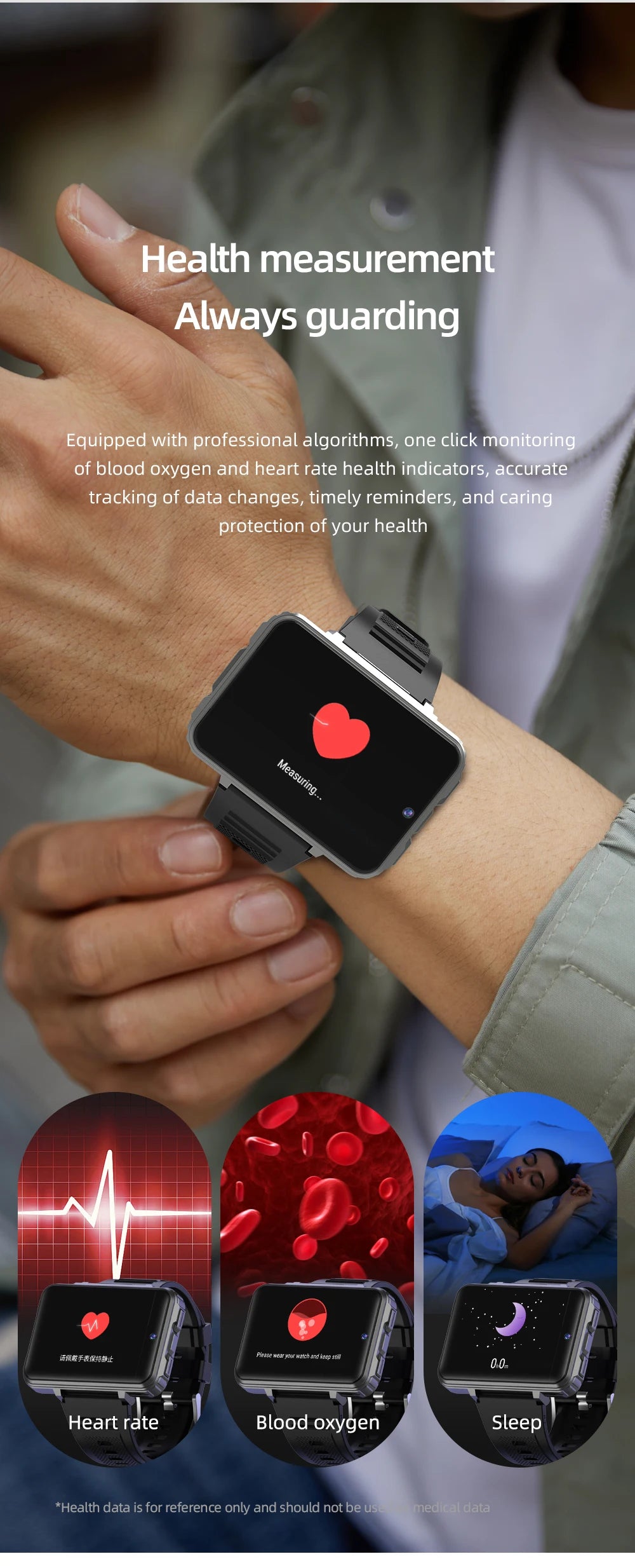 VP999 Ultra Large Screen Smart Watch 4G Dual Camera 64GB Face Recognition Unlock 1400mAh Maps 2.4 inch Touch Screen Smartwatch