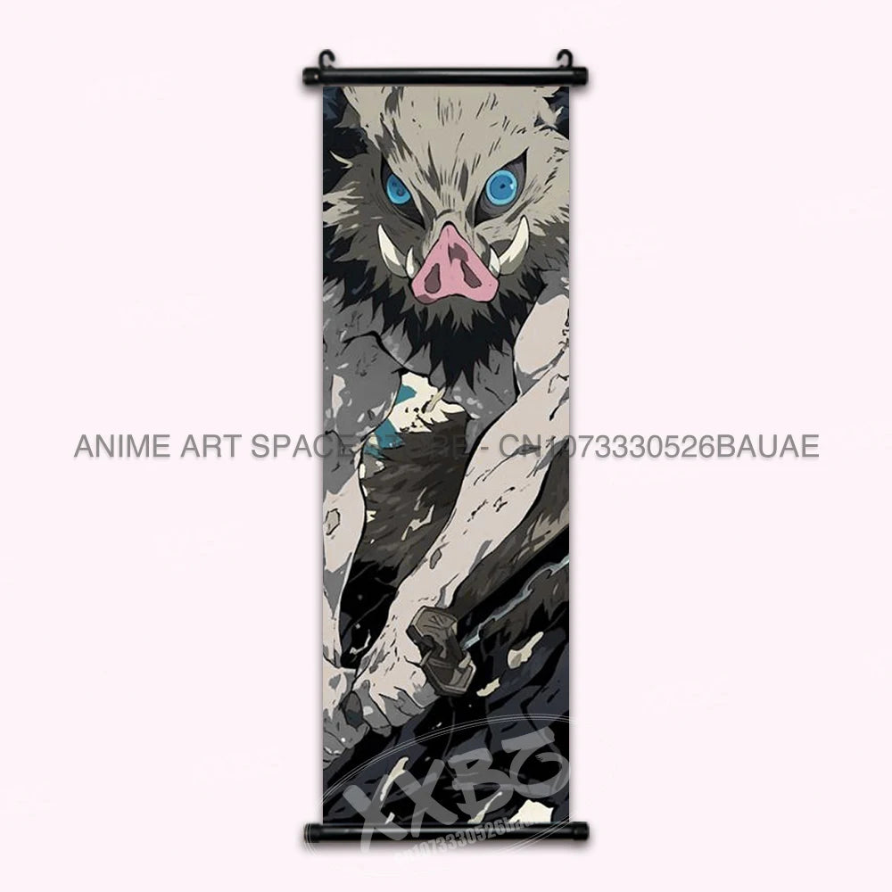 Demon Slayer Hanging Painting Kamado Tanjirou Home Decor Agatsuma Zenitsu Scroll Picture Hashibira Inosuke Anime Poster Wall Art