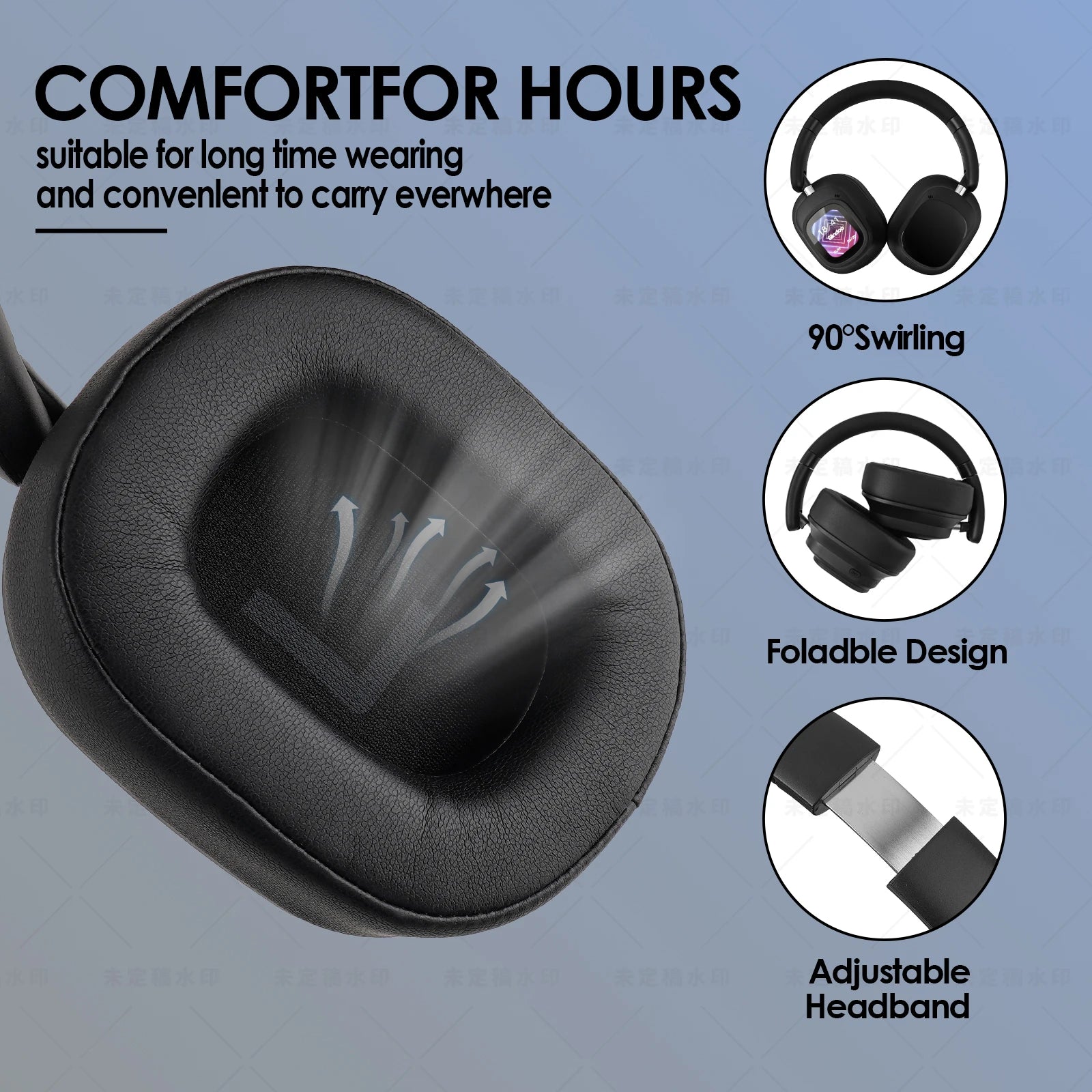 Active Noise Cancelling Headphones, Hybrid Wireless Headphone With Multi Magnetic Touch Control LED Screen
