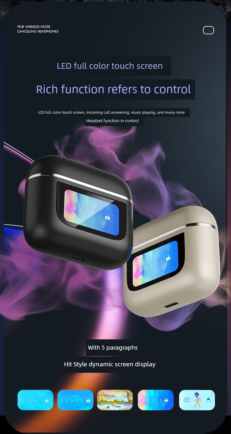 Smart Touch Screen Wireless Bluetooth Headset In-Ear Sports Business High Sound Quality Active Noise Reduction Long Battery Life