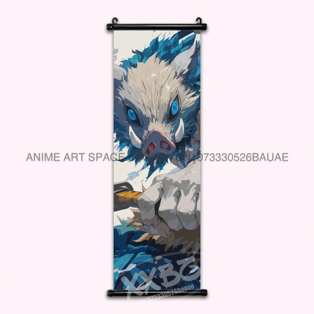 Demon Slayer Hanging Painting Kamado Tanjirou Home Decor Agatsuma Zenitsu Scroll Picture Hashibira Inosuke Anime Poster Wall Art