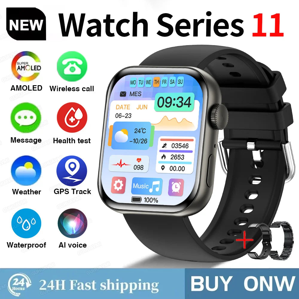 NEW For IOS Watch Series 11 Smart Watch GPS Trajectory Heart Rate Clock HD Bluetooth Call Sport Waterproof Watch Global Version
