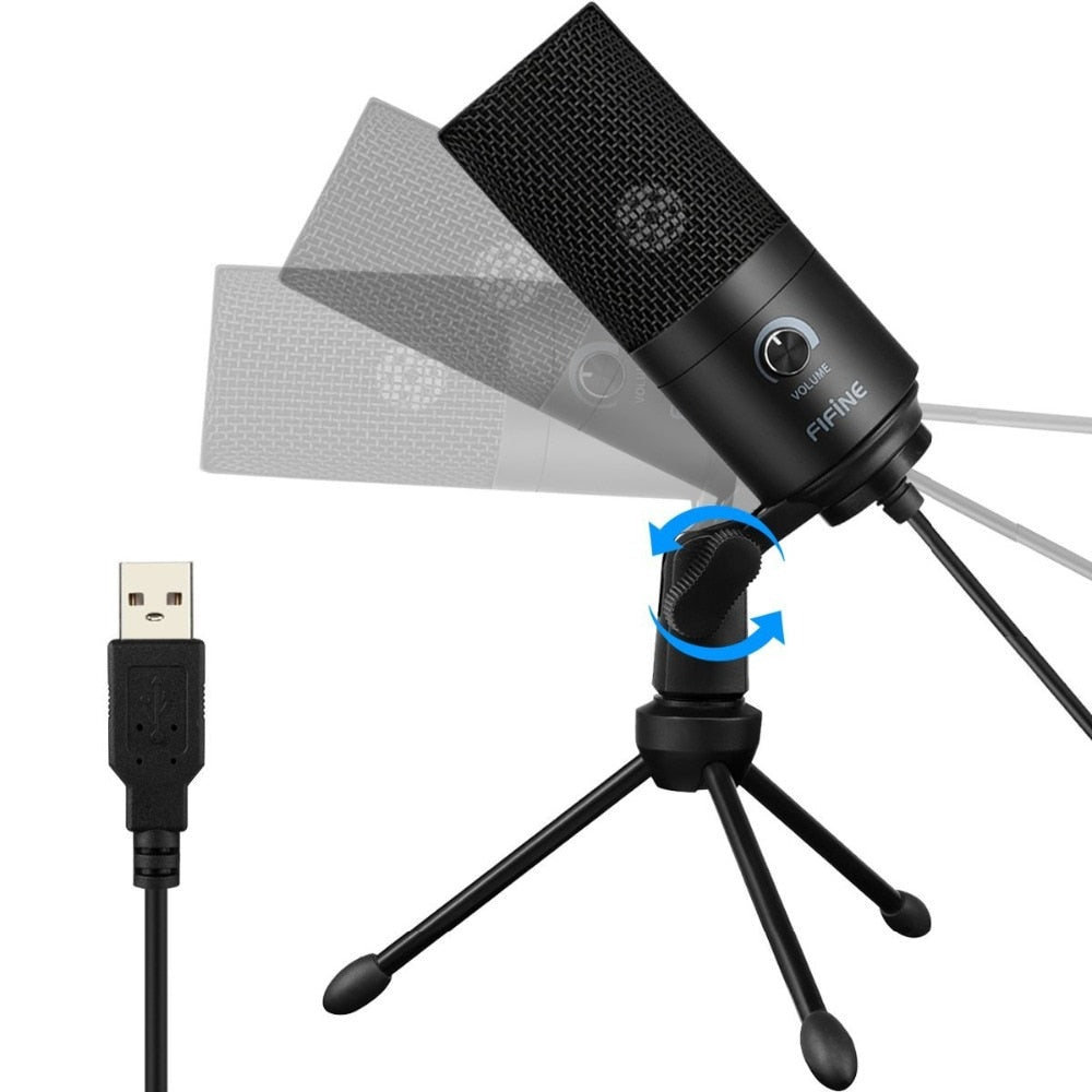 Fifine Metal USB Condenser Recording Microphone For Laptop Windows Cardioid Studio Recording Vocals Voice Over,YouTube-K669