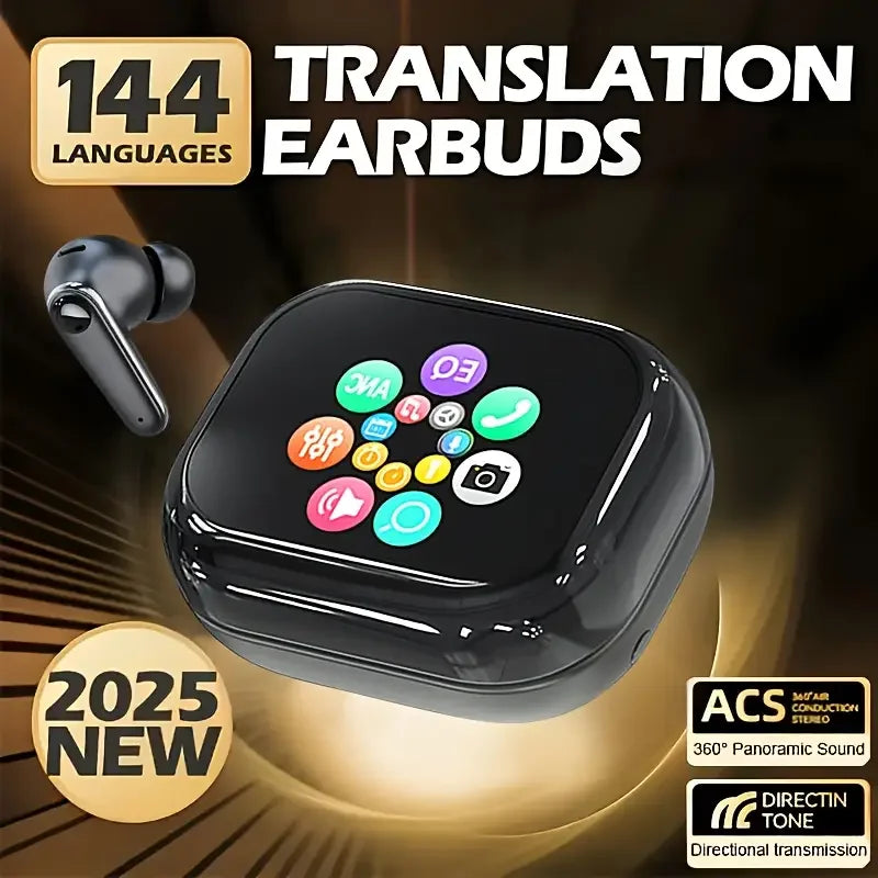 2026 New AI Translation Earphones: High-definition audio, touchscreen control, suitable for sports.