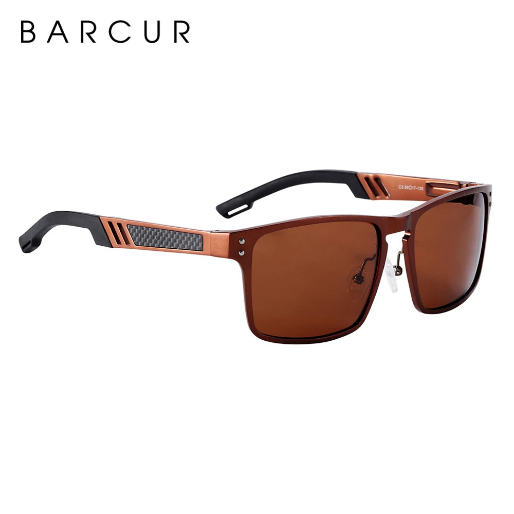 BARCUR Aluminium Magnesium Square Sunglasses Men Polarized Vintage Shades Women Sun Glasses For Men Sport Eyewear Oculos De Sol