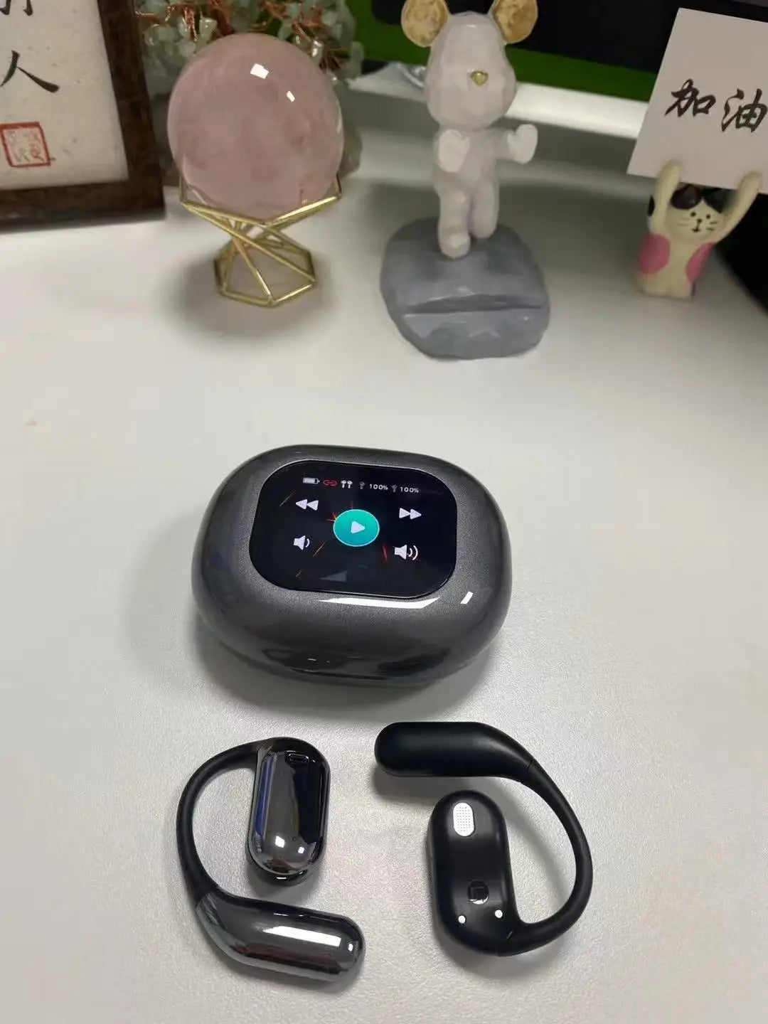 Pro Ear Hook Sports Touch Screen Custom Fit Wireless Earbuds V5.4 ENC IPX-6 Type-C 10-15h Battery