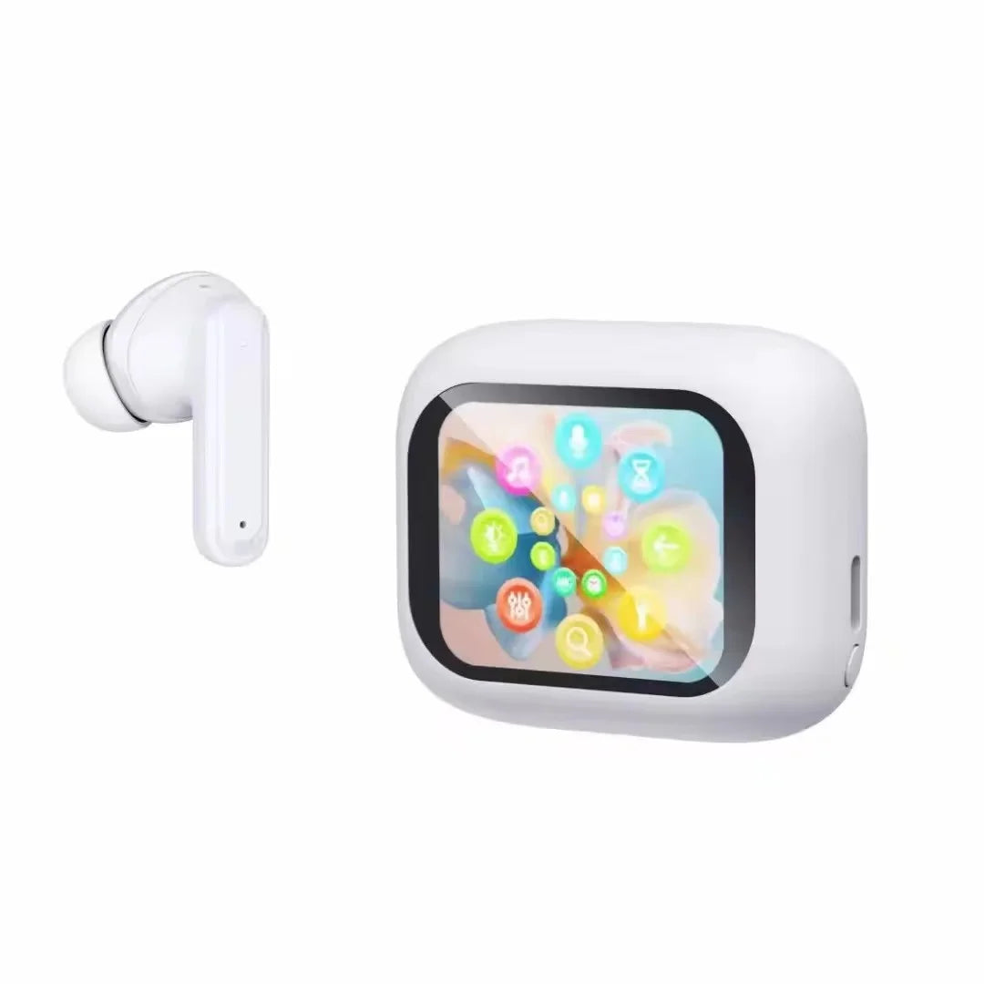 M6 Wireless Earbuds with LCD Touch Screen Charging Case ENC ANC BT 5.3 Hifi Stereo Sound Black/White Digital Display Earphones