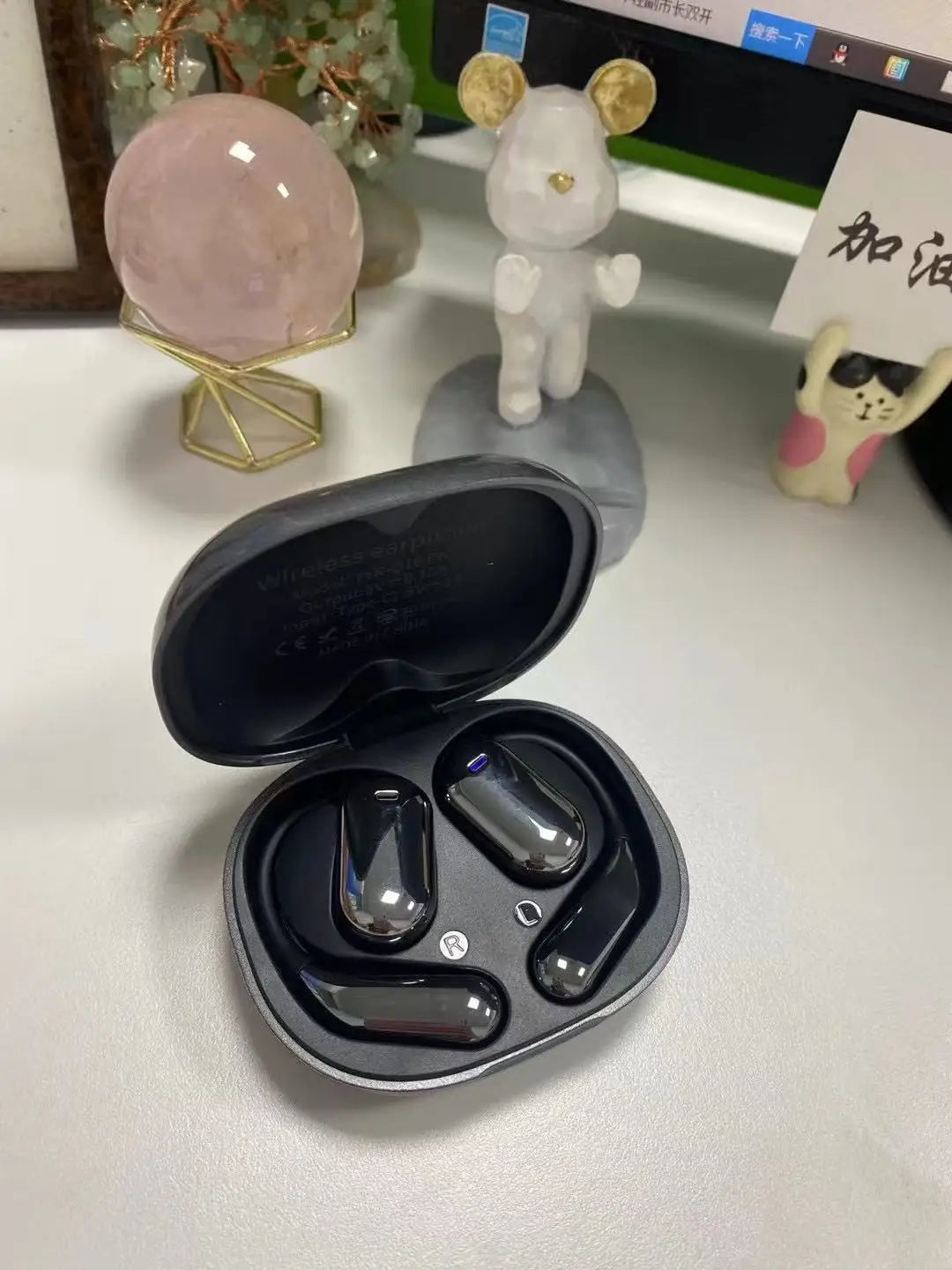 Pro Ear Hook Sports Touch Screen Custom Fit Wireless Earbuds V5.4 ENC IPX-6 Type-C 10-15h Battery