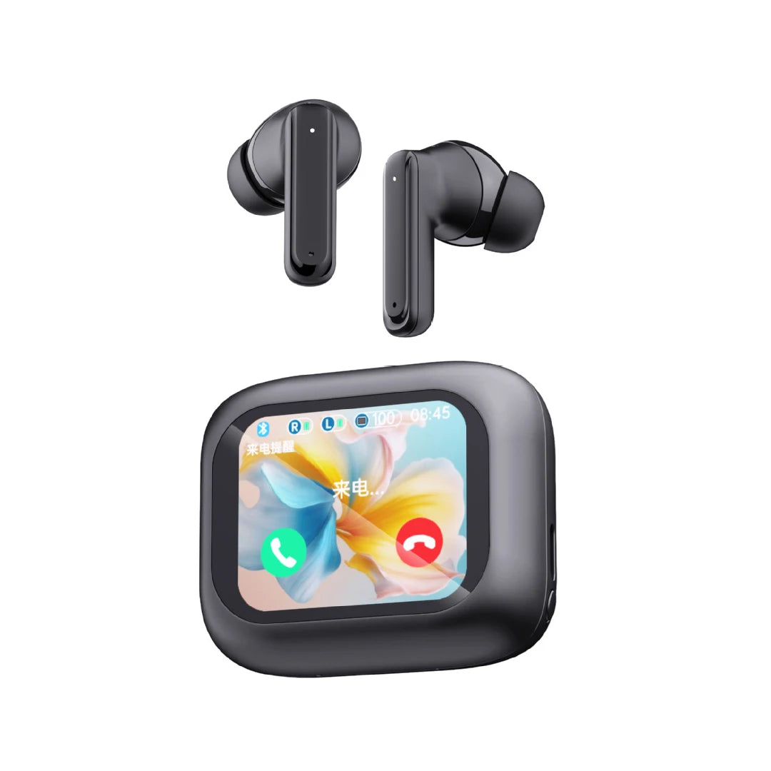 M6 Wireless Earbuds with LCD Touch Screen Charging Case ENC ANC BT 5.3 Hifi Stereo Sound Black/White Digital Display Earphones