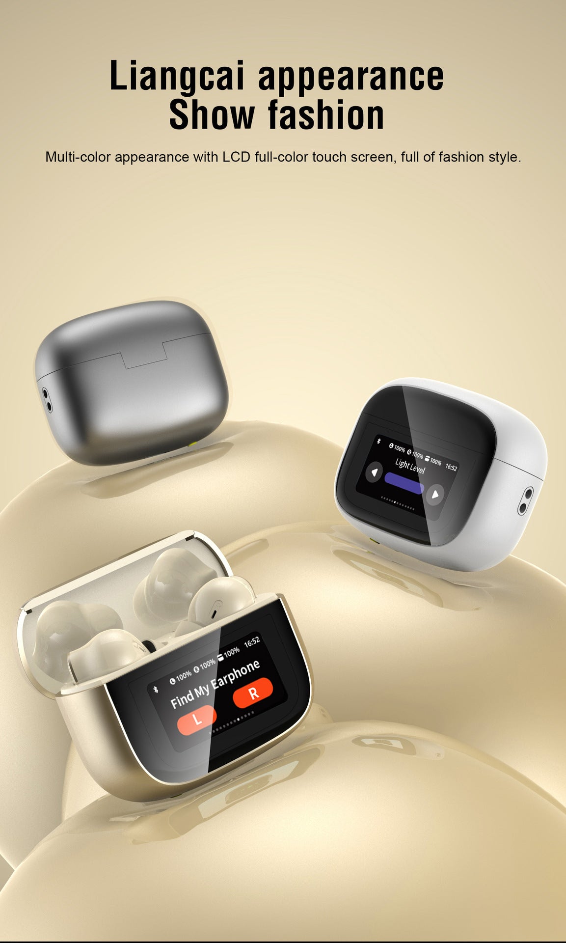 V11 Touch Screen Headphones ANC Bluetooth5.4 Noise Cancelling Earphones HiFi Stereo Wireless In-Ear ENC Earbuds With Mic