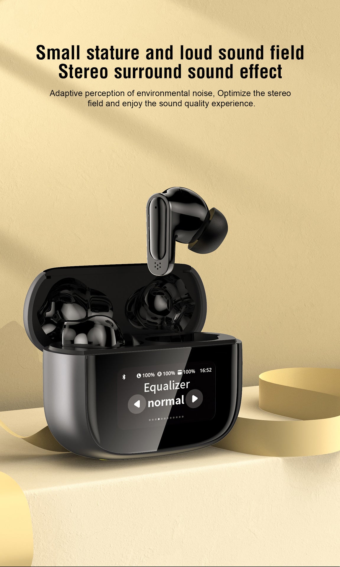 V11 Touch Screen Headphones ANC Bluetooth5.4 Noise Cancelling Earphones HiFi Stereo Wireless In-Ear ENC Earbuds With Mic