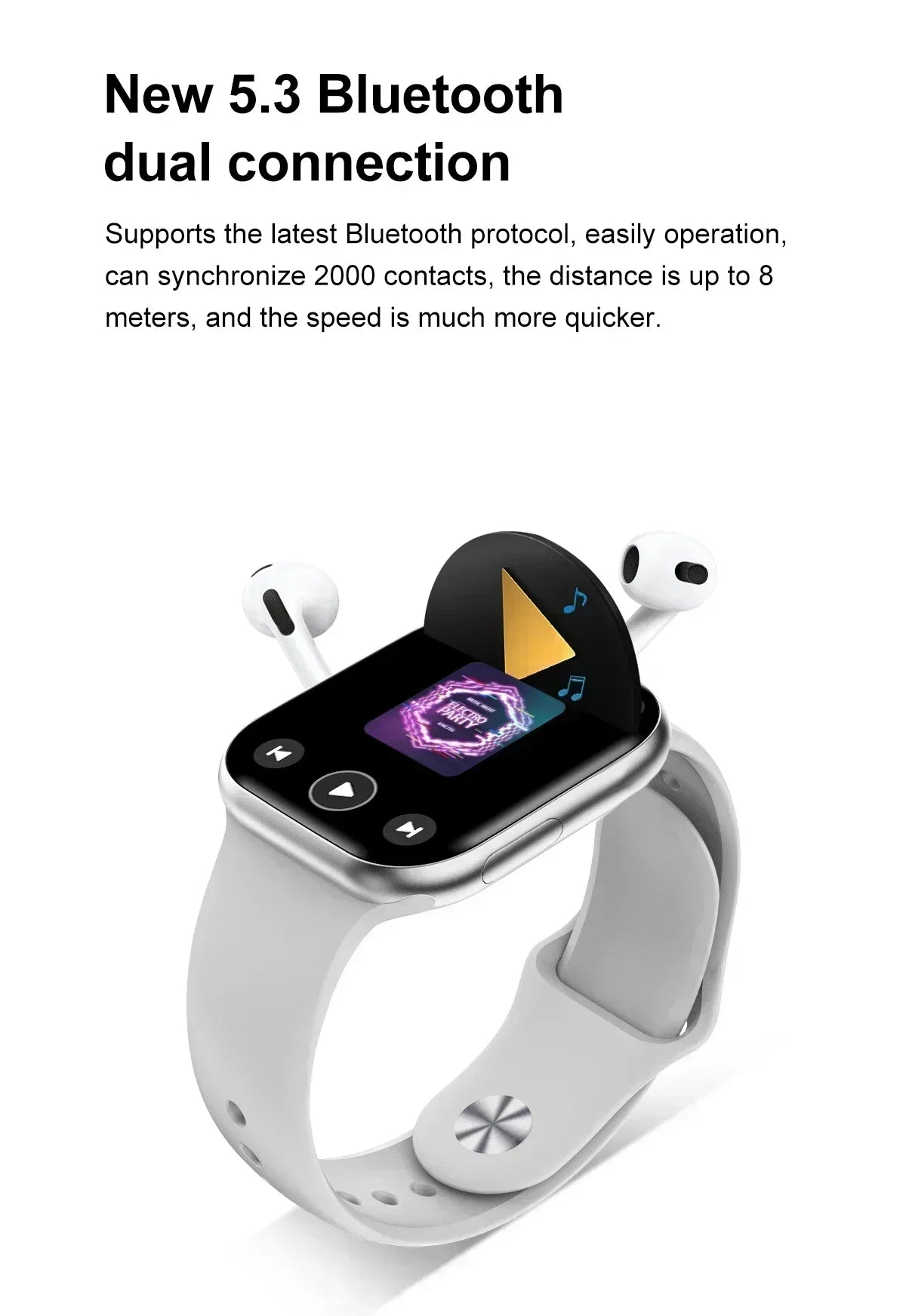 Smart Watch 4G Music Video Bluetooth Call Waterproof for Android iOS with TWS Earphones 1.96' AMOLED HD Touch Screen
