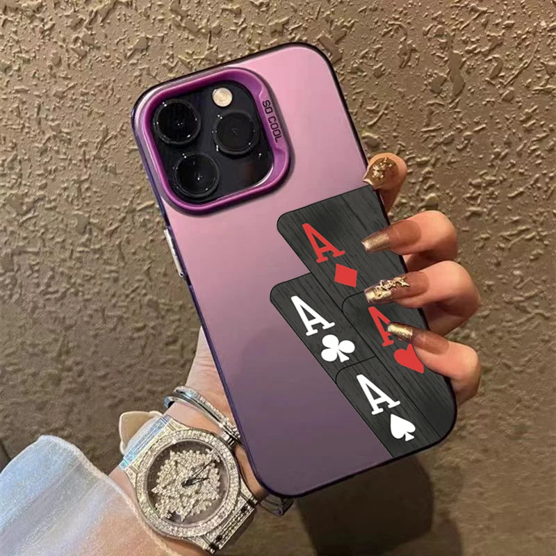 Poker for Iphone 16 7 8 Plus X XR XS MAX 11 12 13 Pro 14 15 16 17 Pro Max Shockproof Ultra-Thin Hard Cover Protective Phone Case