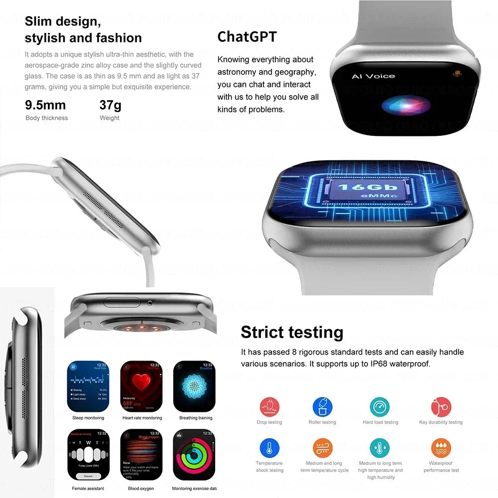 32GB Memory HD AMOLED Smart Watch with NFC Compass Bluetooth Call Waterproof for Men And Women Fitness Tracker with Music Control