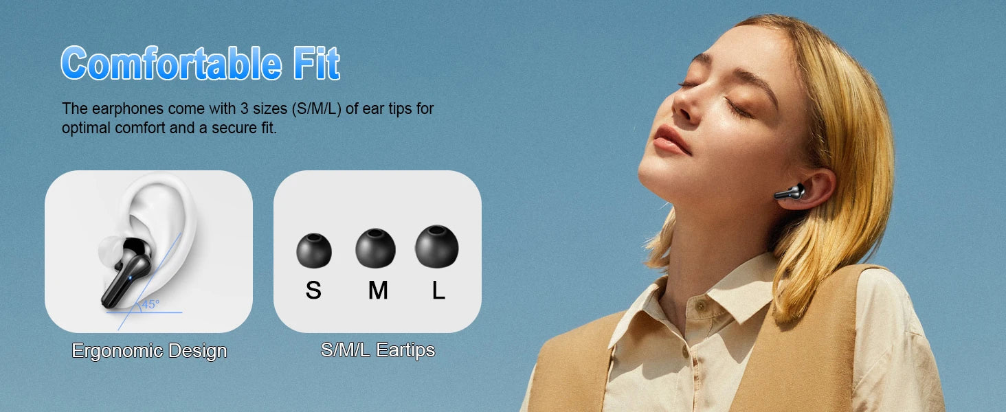 Wireless Earbuds, Bluetooth 5.3 Earbuds Stereo Bass, iNoise Cancelling Mic, Earphones IPX7 Waterproof Sports, 35H Playback.