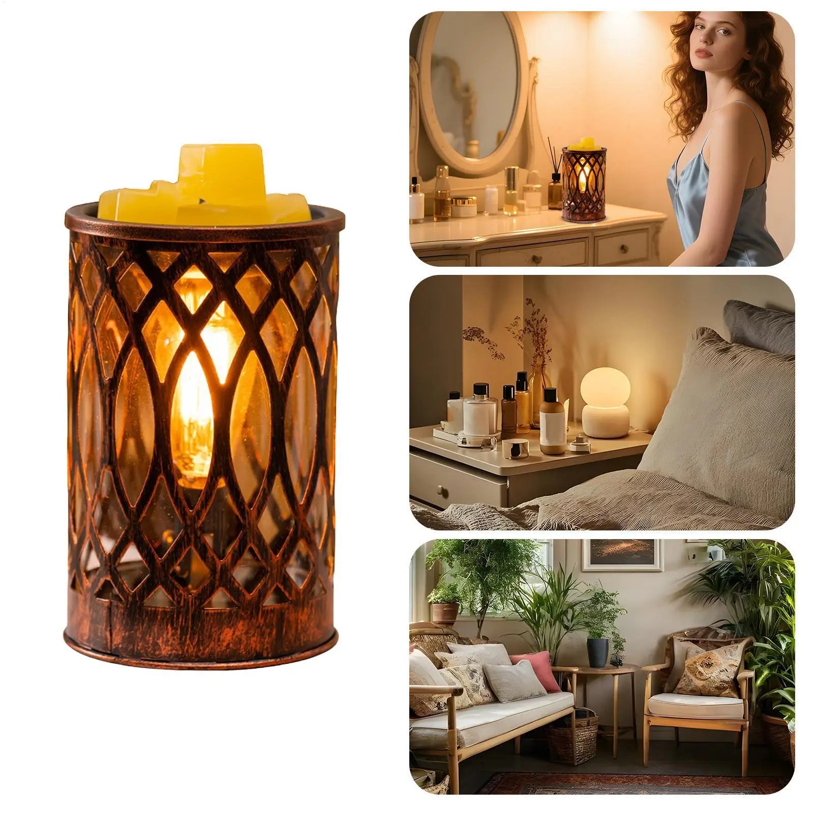 Candle Warmer Lamp Vintage Electric Oil Diffuser With Timer Electric Wax Melt Warmer For Home Christmas Birthday Room Office