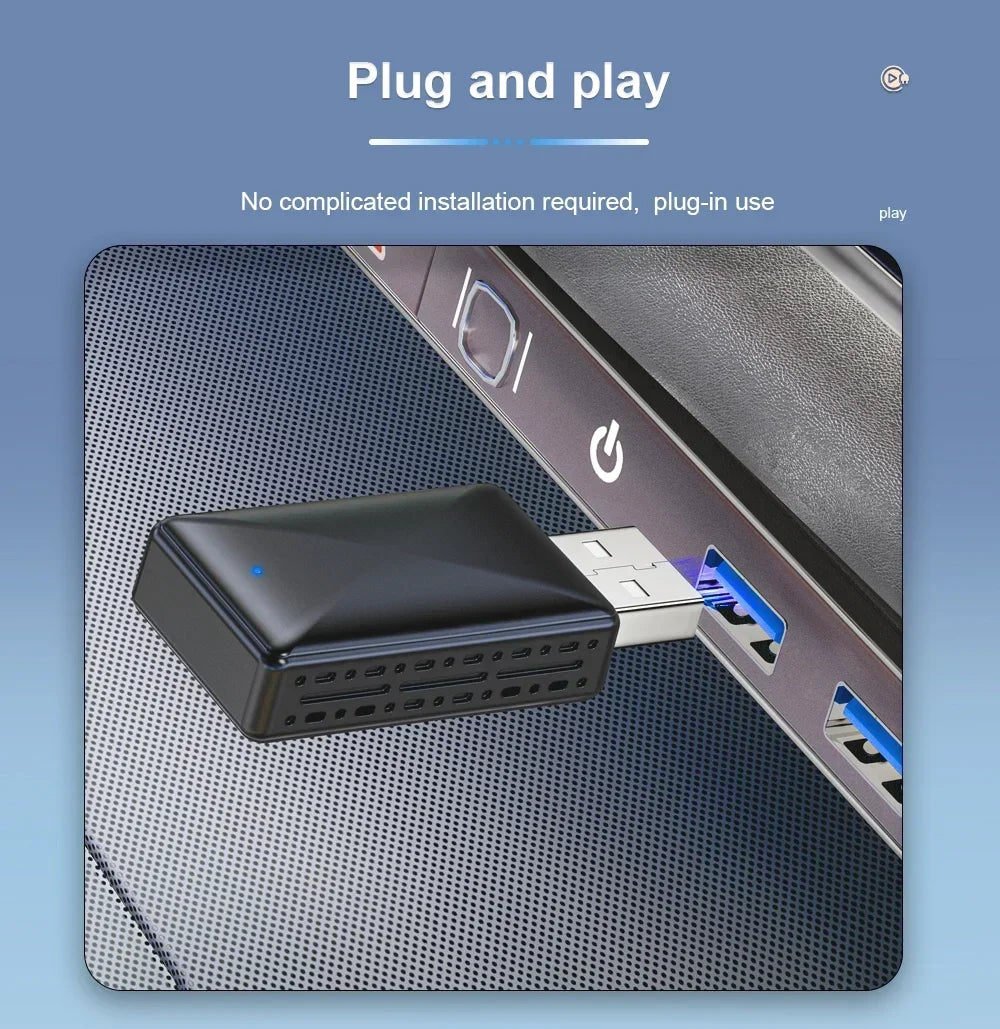 Wired To Wireless Carplay Android Auto 2in1 Wireless Adapter Carplay Wireless Adapter  for OEM Car Stereo with USB Plug and Play
