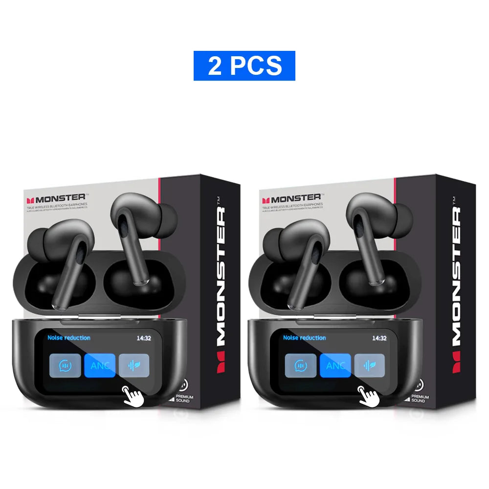 MONSTER Tws Wireless Bluetooth Earphones HD Stereo Sound Earbuds Headphones Charging Box LCD Touch Display Sports In-Ear Headset
