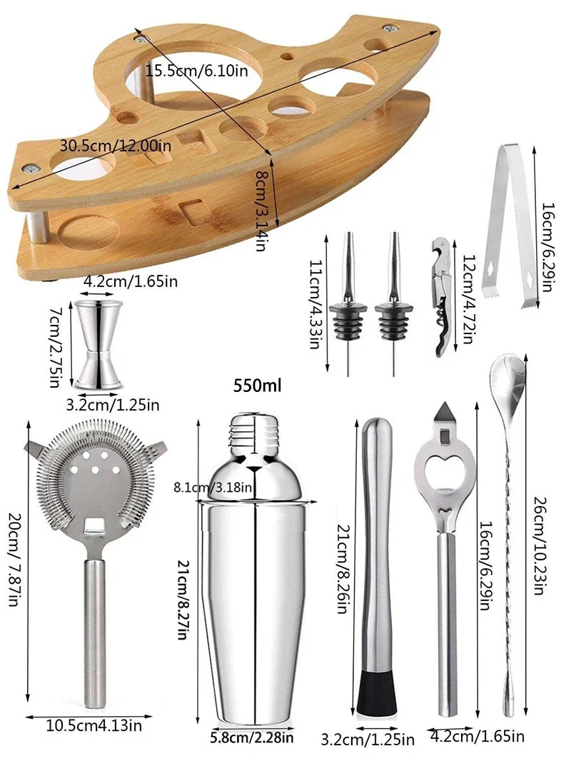 Cocktail Shaker Set Stainless Steel Bartender Kit Cocktail Mixer Wine Martini Boston Shaker Party Bar Tools