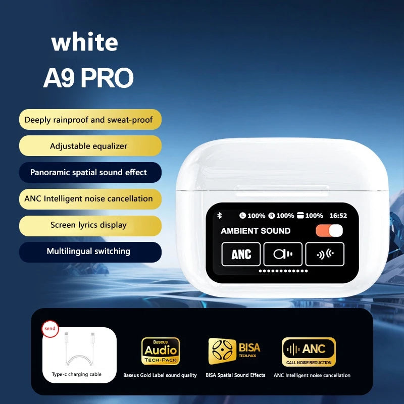 VIVO AI Wireless Bluetooth Earphones with Touch Screen 147 Language AI Translator 8 Hours Battery In-Ear Headphones with Mic