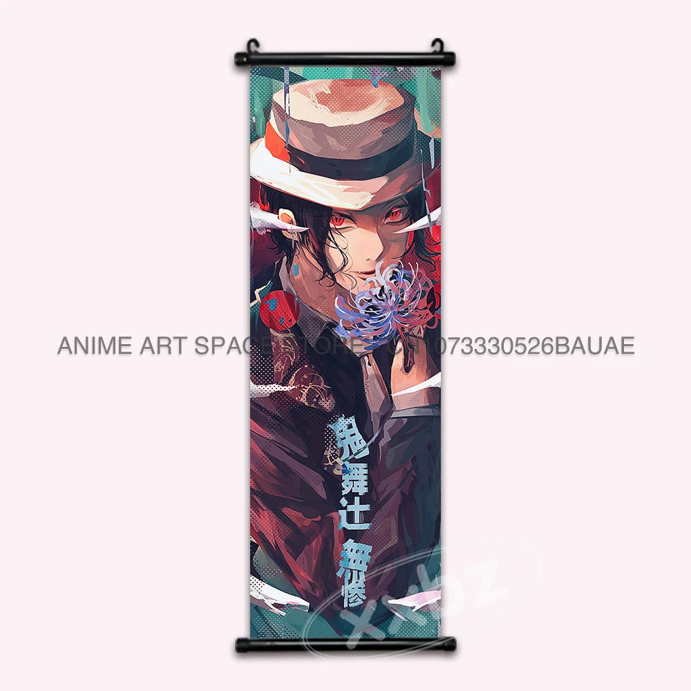 Demon Slayer Hanging Painting Anime Poster Wall Art Gift Kamado Tanjirou Canvas Scroll Picture Print Home Decor Kawaii Kids Room