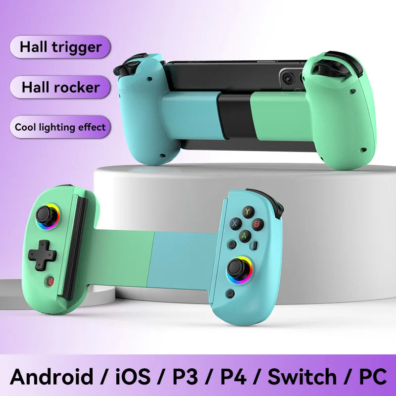 Mobile Gaming Controller for iPhone/Android/iPad/Tablet,Play Xbox Cloud,PS Remote PlayRGB Hall Joystick