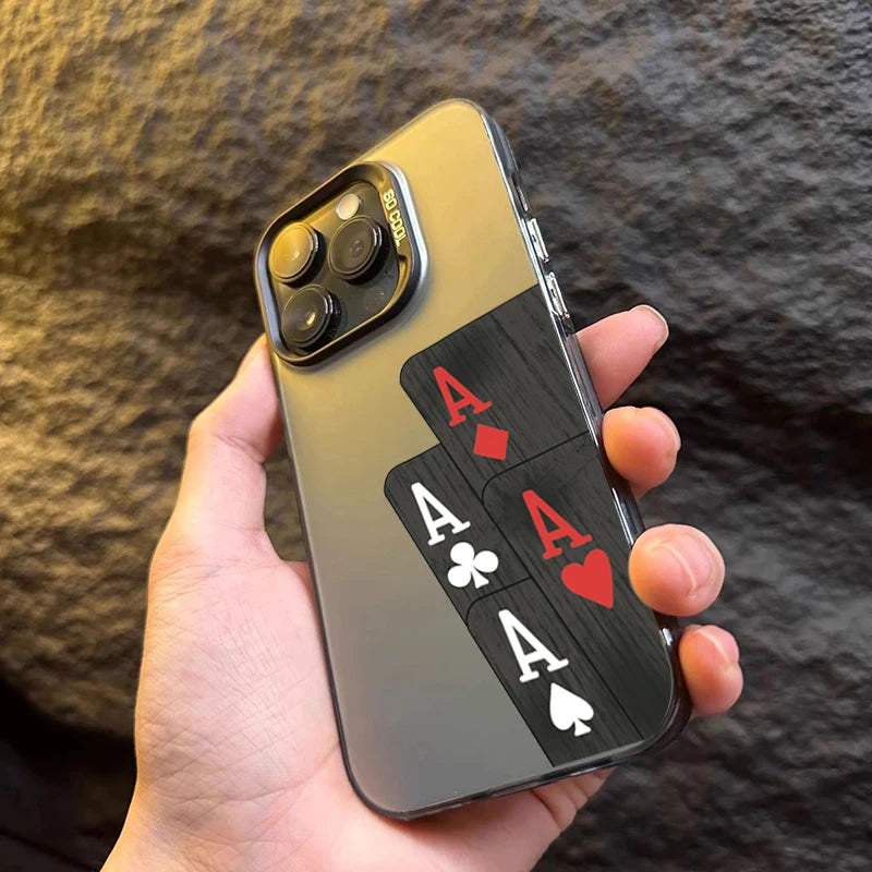 Poker for Iphone 16 7 8 Plus X XR XS MAX 11 12 13 Pro 14 15 16 17 Pro Max Shockproof Ultra-Thin Hard Cover Protective Phone Case