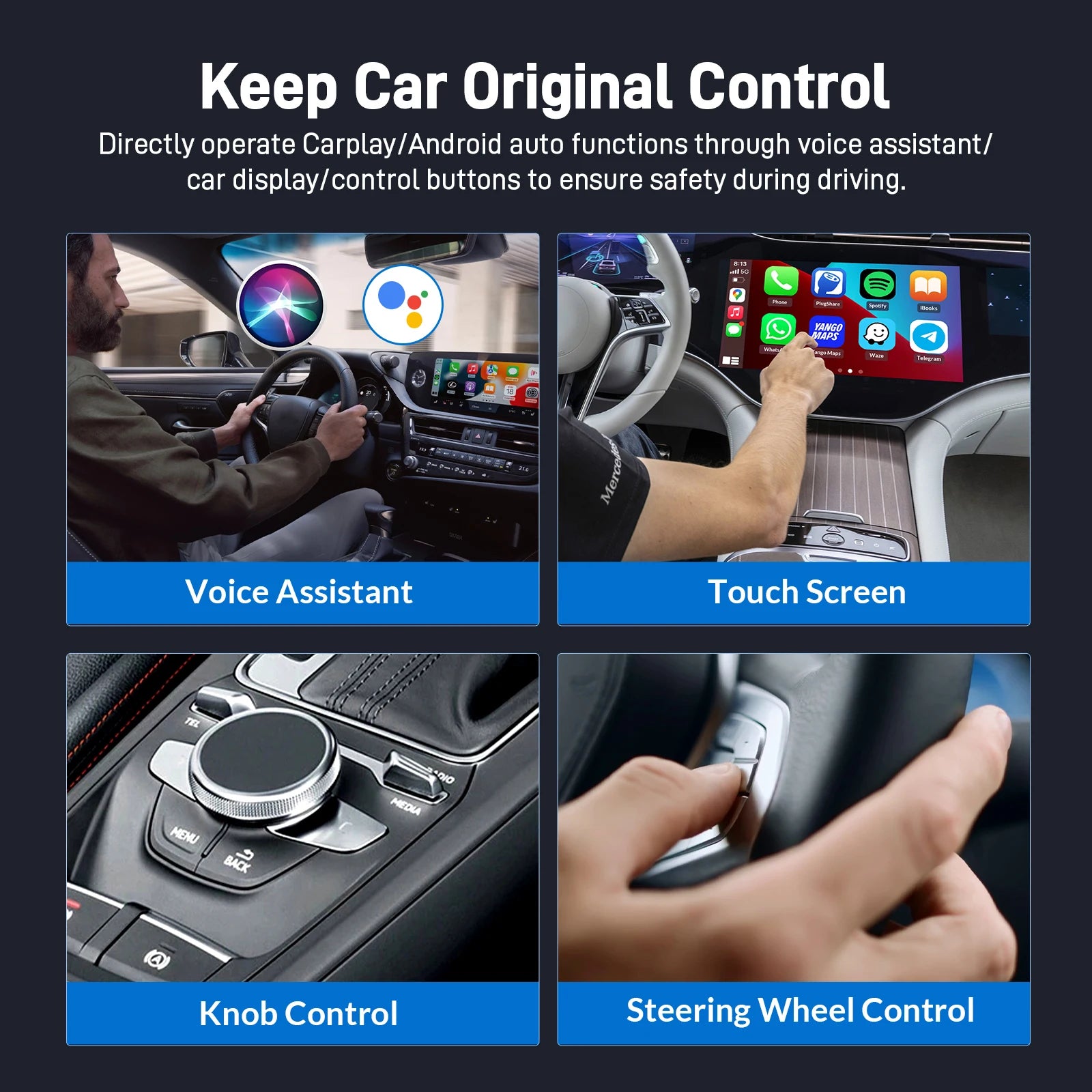 Wireless Mini CarPlay Adapter Wired to Wireless CarPlay Dongle Plug and Play CarPlay Wireless Adapter for Android iOS Cars from