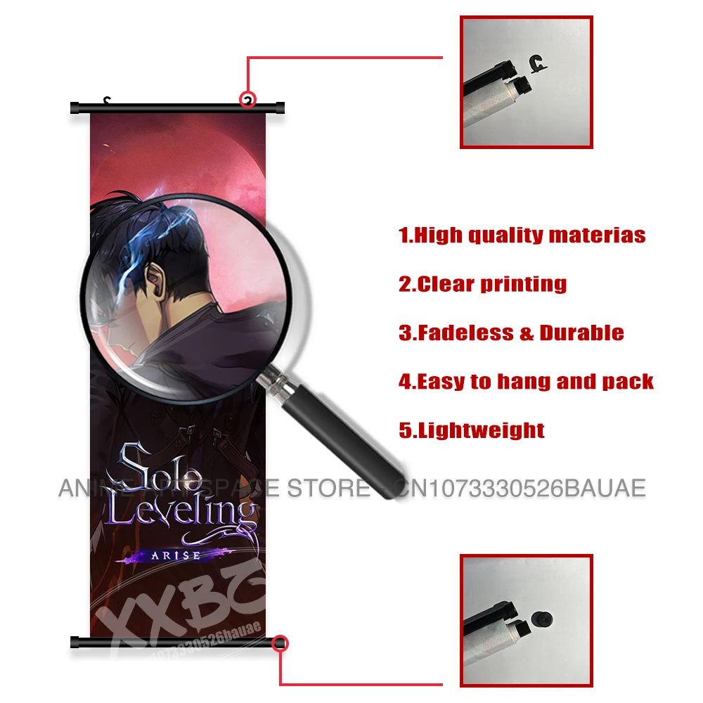 Hot Anime Solo Leveling Wall Artwork Canvas Scrolls Pictures Hanging Painting Print Poster Seong Jin Woo Home Decoration Mural