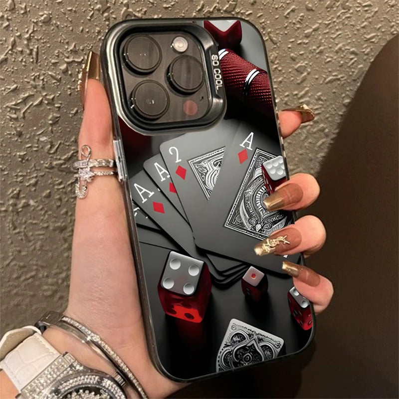 Poker for Iphone 16 7 8 Plus X XR XS MAX 11 12 13 Pro 14 15 16 17 Pro Max Shockproof Ultra-Thin Hard Cover Protective Phone Case