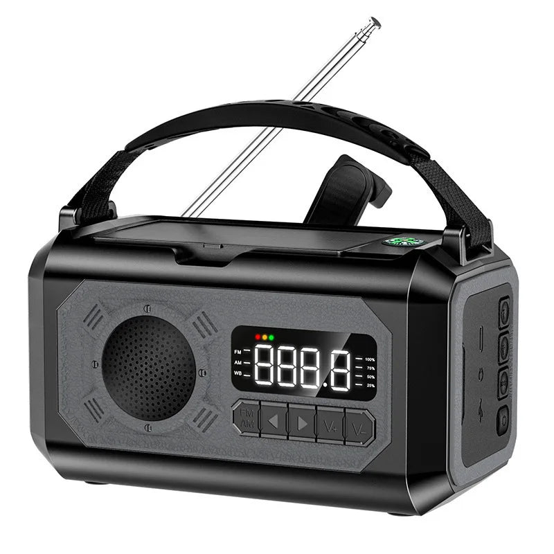 12000mAh Hand Crank Solar Power Radio Portable AM/FM/NOAA Weather Radio with LED Flashlight Power Bank Outdoor Emergency Radio