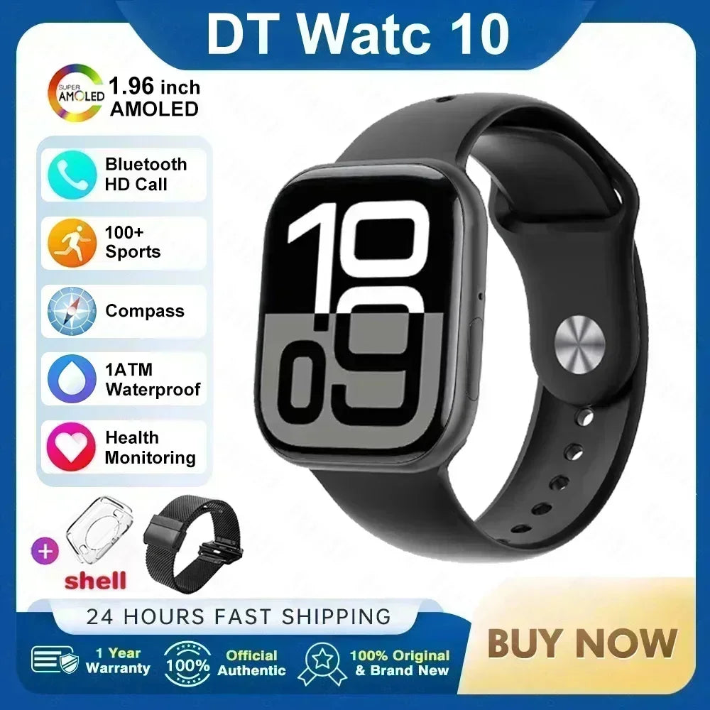 Smart Watch 4G Music Video Bluetooth Call Waterproof for Android iOS with TWS Earphones 1.96' AMOLED HD Touch Screen