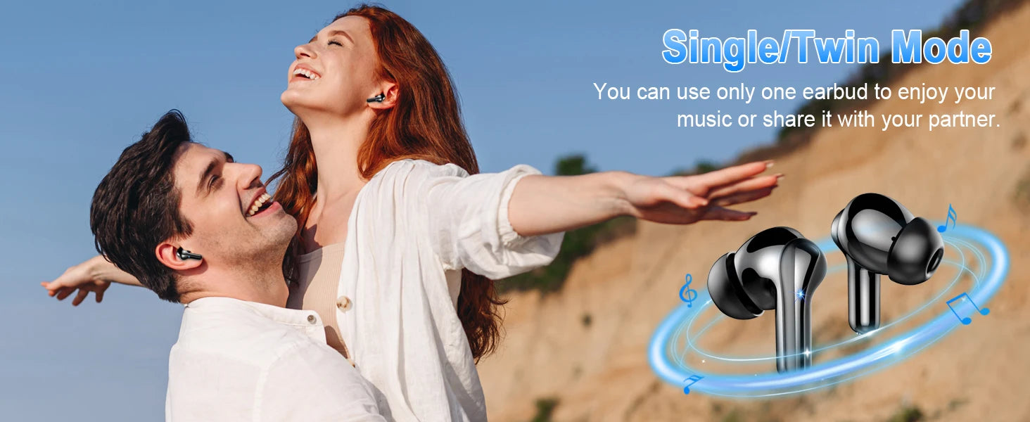 Wireless Earbuds, Bluetooth 5.3 Earbuds Stereo Bass, iNoise Cancelling Mic, Earphones IPX7 Waterproof Sports, 35H Playback.