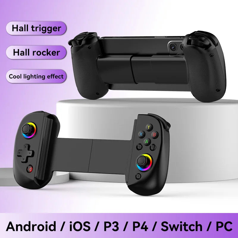 Mobile Gaming Controller for iPhone/Android/iPad/Tablet,Play Xbox Cloud,PS Remote PlayRGB Hall Joystick