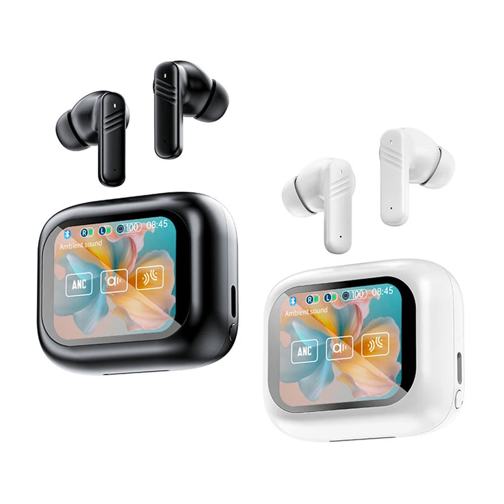 Full Touch Screen Headphones ANC Bluetooth 5.4 Noise Cancelling Earphones Wireless In-Ear ENC Earbuds With Mic for Smartphone