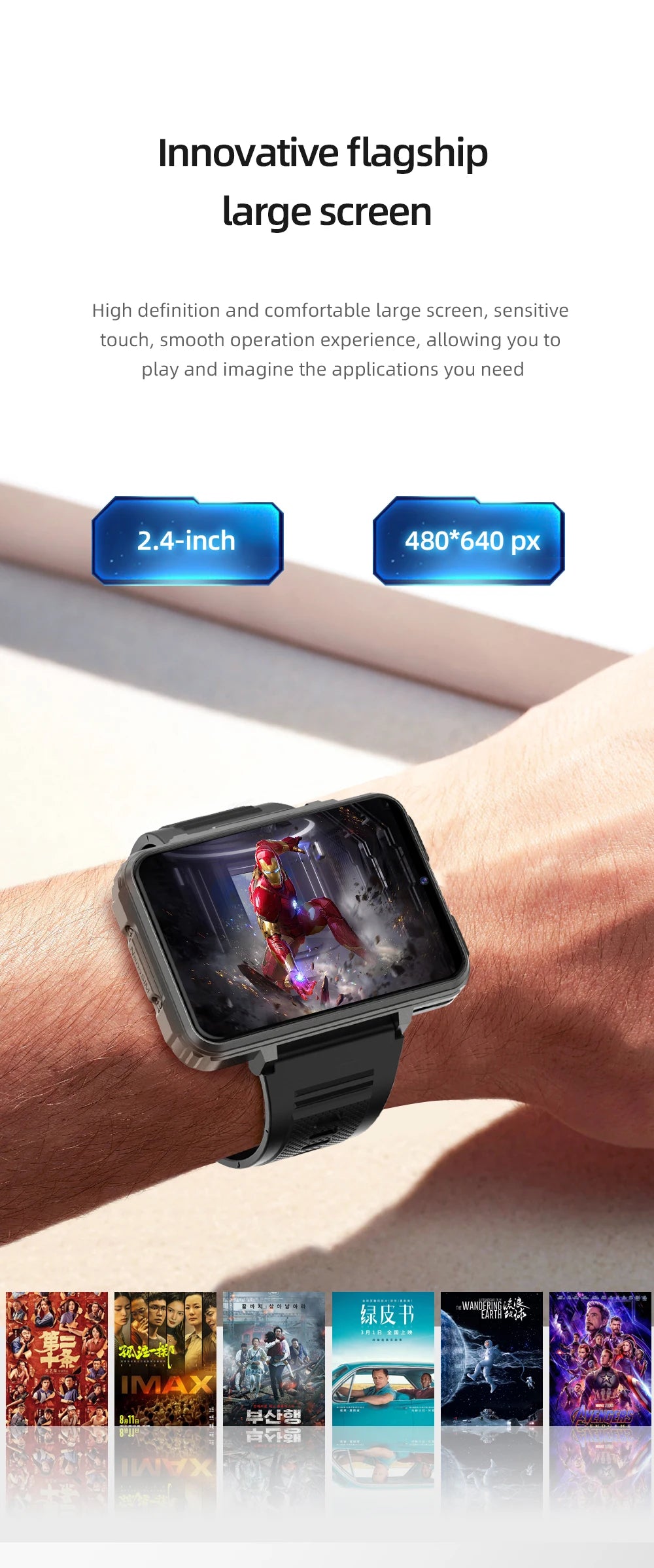 VP999 Ultra Large Screen Smart Watch 4G Dual Camera 64GB Face Recognition Unlock 1400mAh Maps 2.4 inch Touch Screen Smartwatch