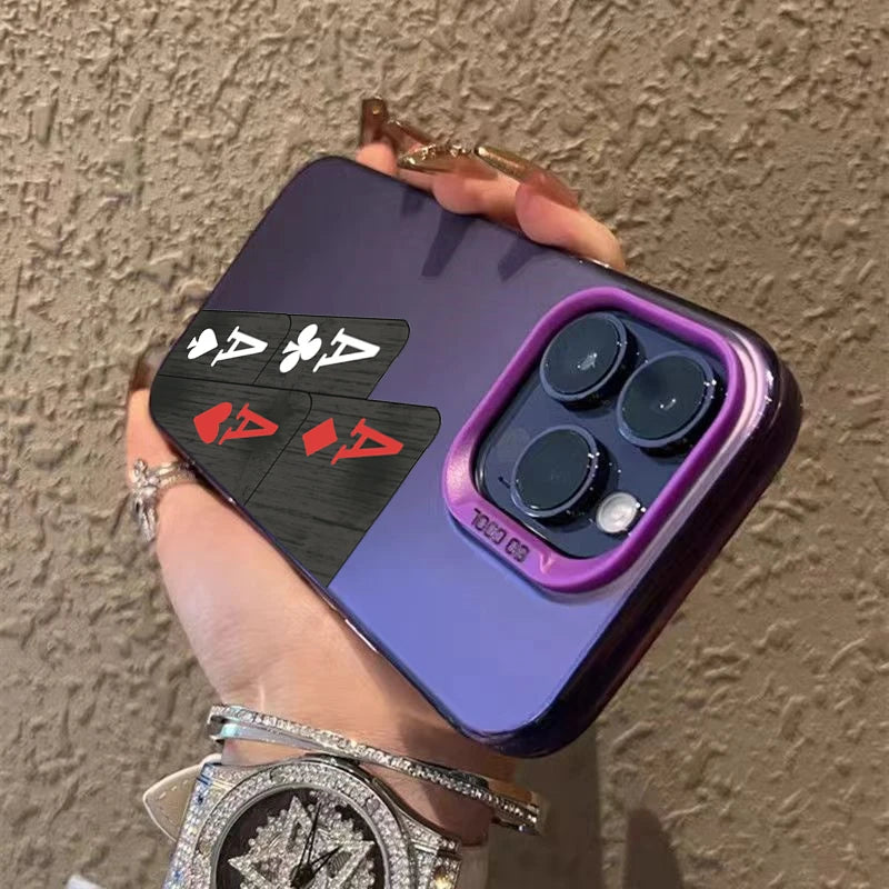 Poker for Iphone 16 7 8 Plus X XR XS MAX 11 12 13 Pro 14 15 16 17 Pro Max Shockproof Ultra-Thin Hard Cover Protective Phone Case