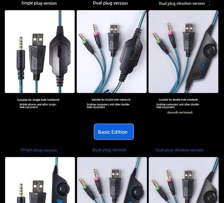 Mechanic Gaming Notebook for Computer Wired E-Sports Games Headphone Head-Mounted Special Noise Reduction with Microphone to Eat