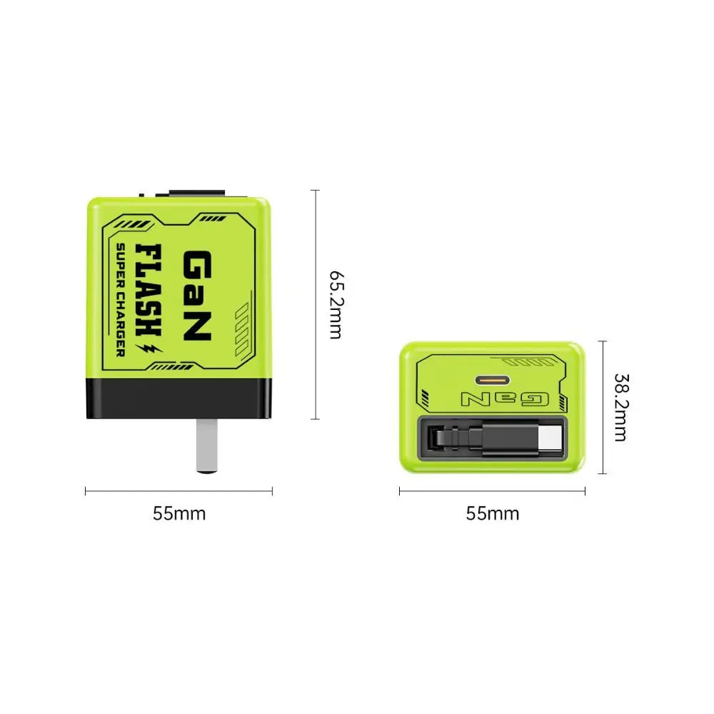 Hot 52W GaN Charger Retractable Type C Cable Phone Charger Fast With 2 USB Ports Laptops Charger for Phone, Laptops