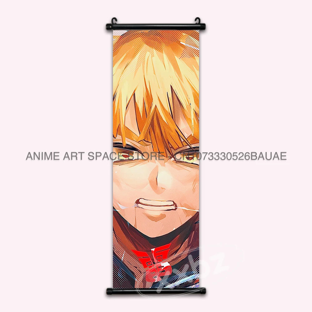 Demon Slayer Hanging Painting Anime Poster Wall Art Gift Kamado Tanjirou Canvas Scroll Picture Print Home Decor Kawaii Kids Room