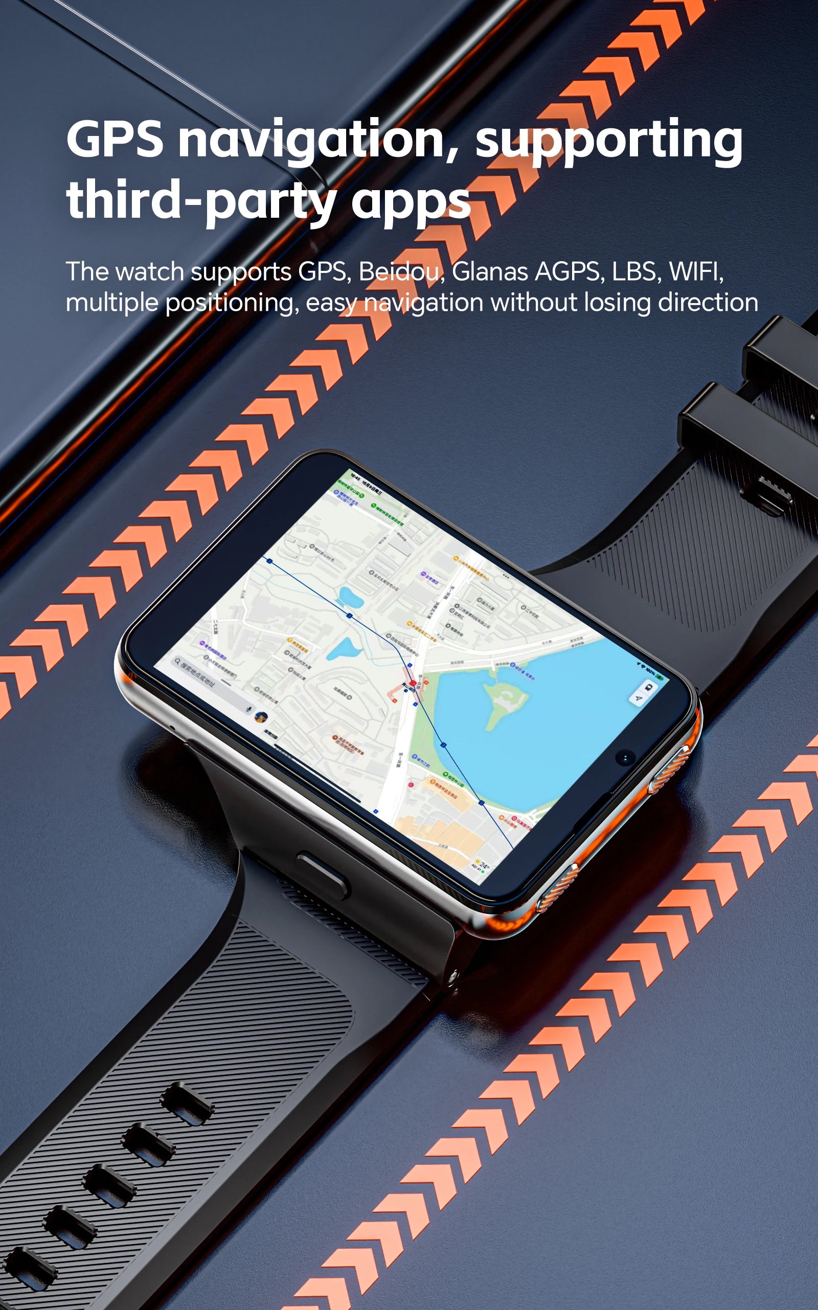 LOKMAT APPLLP MAX Detachable Strap Android Smart Watch Phone Wifi 4G Network Watch Dual Camera Video Calls Heart Rate Monitor