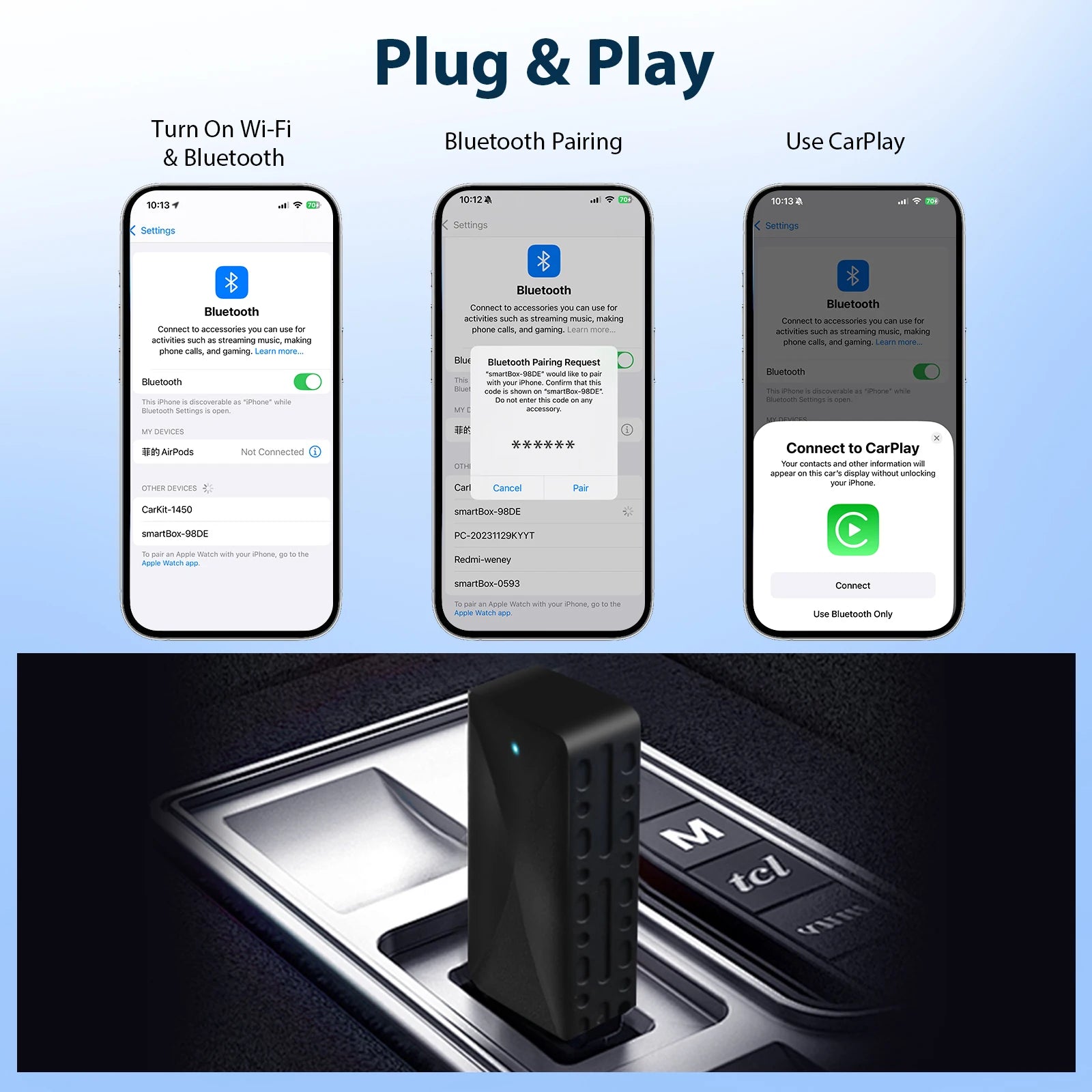 2 in 1 Wireless CarPlay Adapter for iPhone & Android Auto, Convert Wired to Wireless Carplay Adapter, Mini 2025 Upgrade