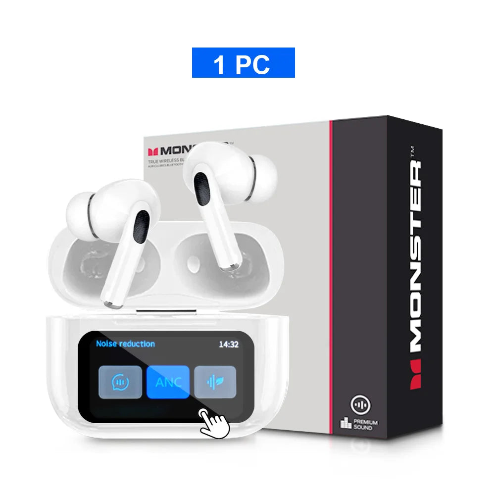 MONSTER Tws Wireless Bluetooth Earphones HD Stereo Sound Earbuds Headphones Charging Box LCD Touch Display Sports In-Ear Headset