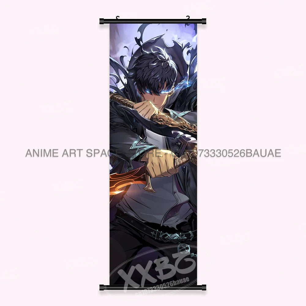 Hot Anime Solo Leveling Wall Artwork Canvas Scrolls Pictures Hanging Painting Print Poster Seong Jin Woo Home Decoration Mural